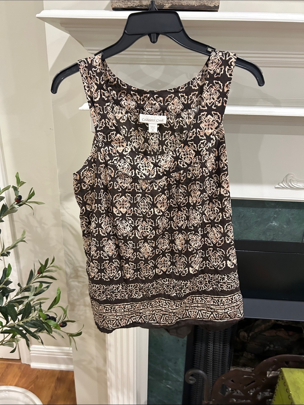Coldwater Creek Brown and Cream Patterned Sleeveless Camisole